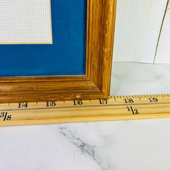 Rejoice Cross Stitch Framed Needlepoint Vintage Wall Decor 17x11 Rainbow 80s - Picture 6 of 9